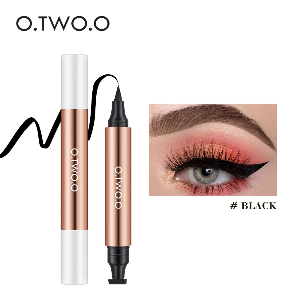O.TWO.O Eyeliner Stamp Black Liquid Eyeliner Pen Waterproof Fast Dry Double-ended Eye Liner Pencil Make-up for Women Cosmetics Purest Peak